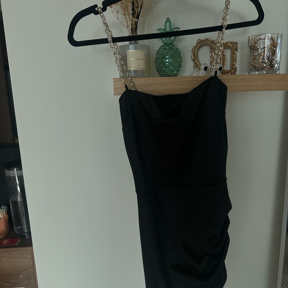Windsor Black Sheath Mini Dress Spaghetti Strap